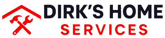Dirk’s Home Services logo blue and red no background